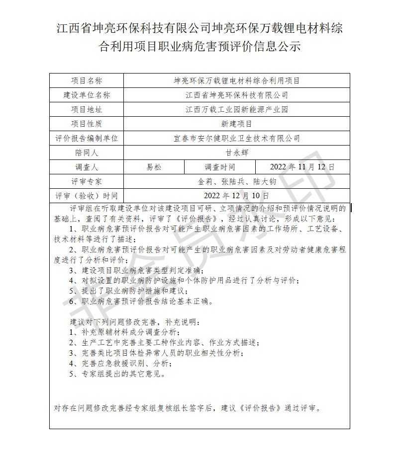 江西省坤亮環(huán)?？萍加邢薰纠ち镰h(huán)保萬載鋰電材料綜合利用項(xiàng)目職業(yè)病危害預(yù)評(píng)價(jià)信息公示.jpg